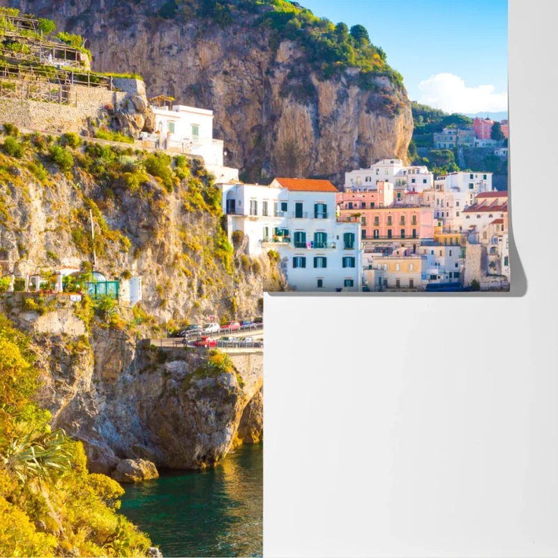 Fototapeta słoneczna wioska na klifie Wybrzeże Amalfi Fototapeta słoneczna wioska na klifie Wybrzeże Amalfi