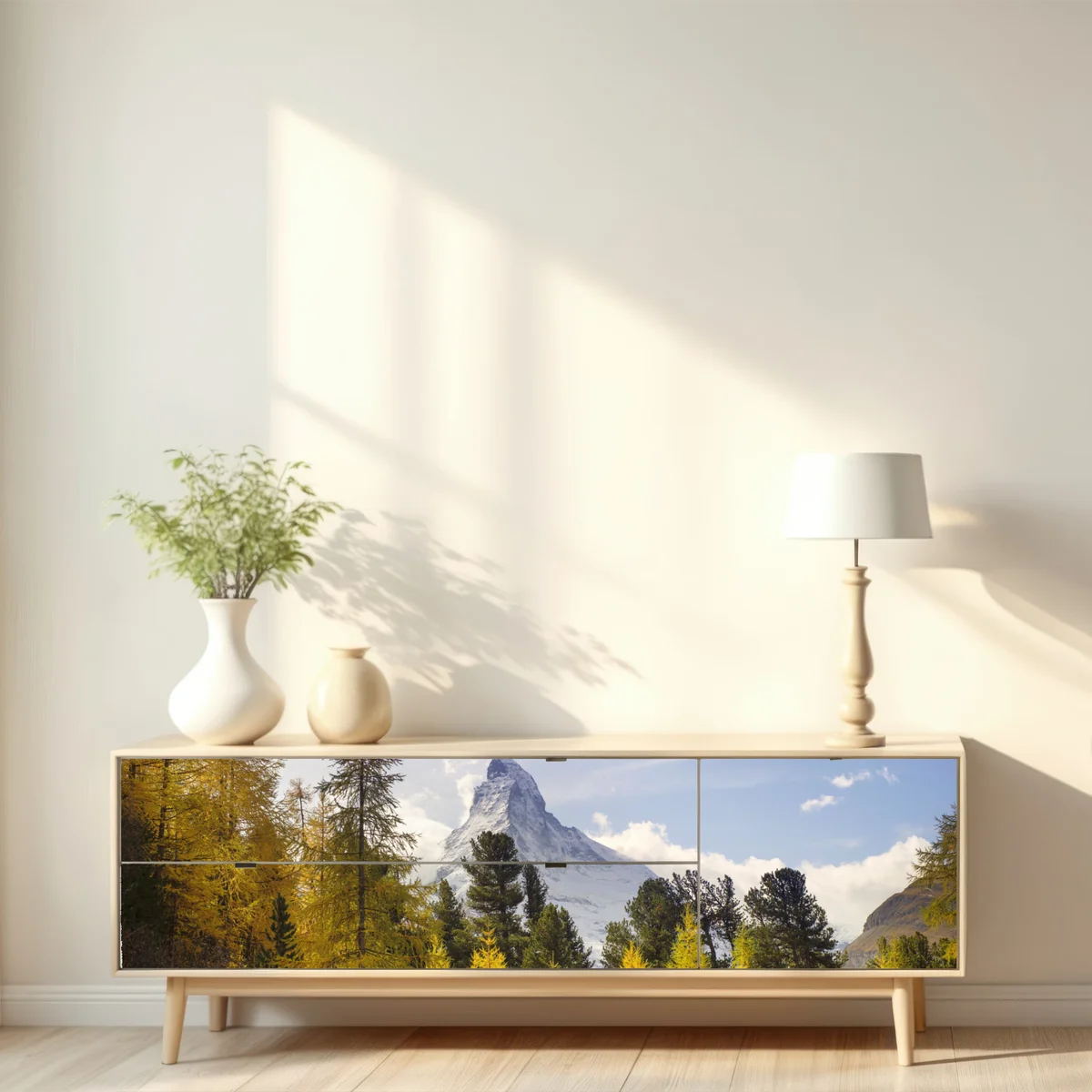 Repositionierbarer Aufkleber goldene lärchen und Matterhorn Repositionierbarer Aufkleber goldene lärchen und Matterhorn