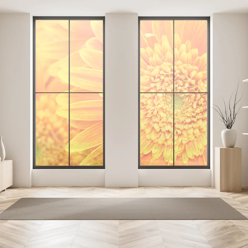 Naklejka na okno intensywna pomarańczowa gerbera z bliska