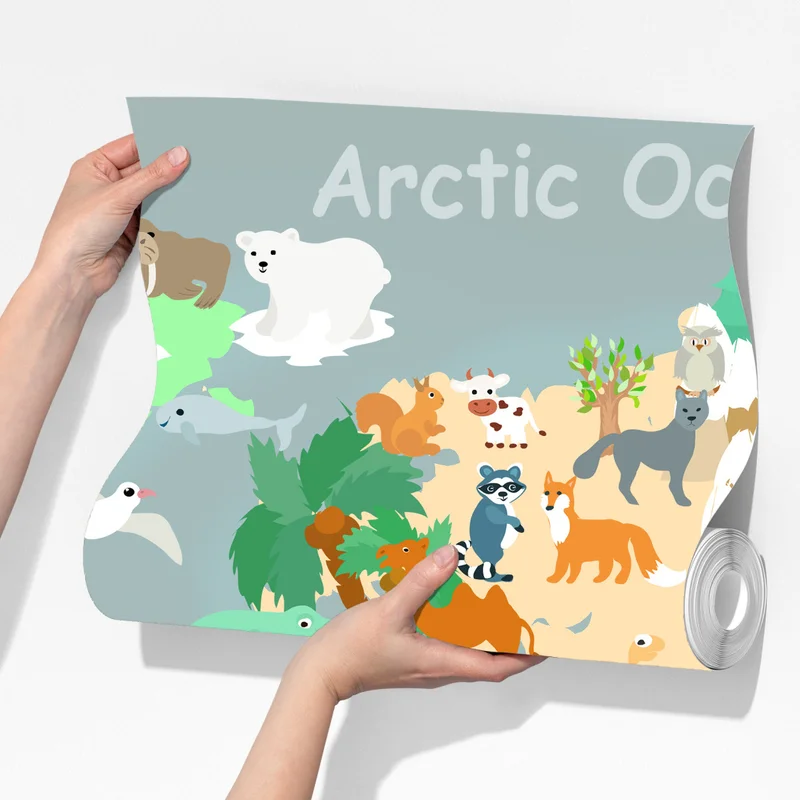 Fototapeta mapa świata ze zwierzętami Fototapeta mapa świata ze zwierzętami