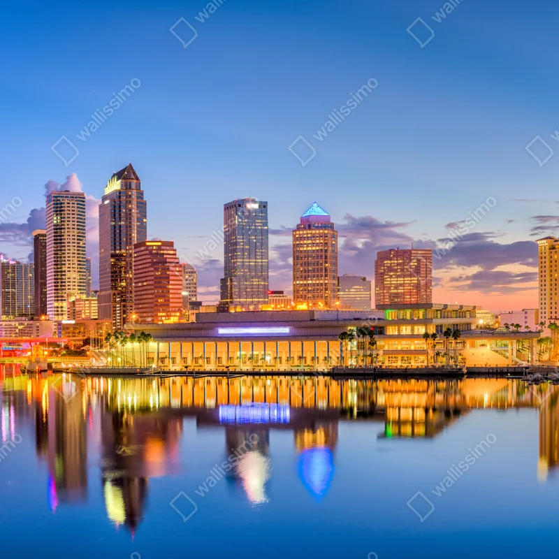 Repositionierbarer Aufkleber Tampa skyline bei dämmerung Repositionierbarer Aufkleber Tampa skyline bei dämmerung