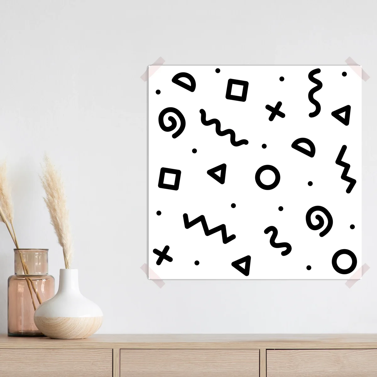 Poster verspieltes schwarz-weiß geometrisches muster • Poster bei Wallnifity® Poster verspieltes schwarz-weiß geometrisches muster • Poster bei Wallnifity®