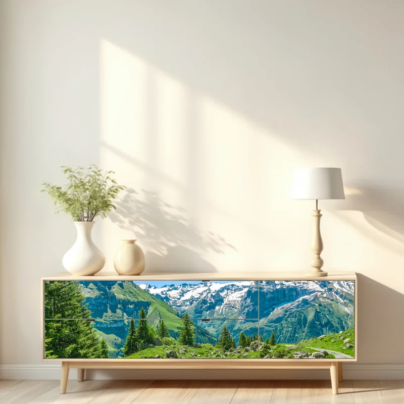 Repositionierbarer Aufkleber sonnige alpwiese in Engelberg