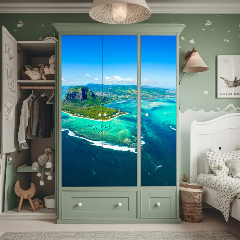 Schrankaufkleber Le Morne panorama der türkislagune