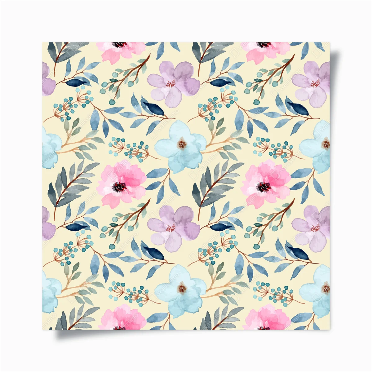 Poster zartes aquarell-blumenmuster • Poster bei Wallnifity® Poster zartes aquarell-blumenmuster • Poster bei Wallnifity®