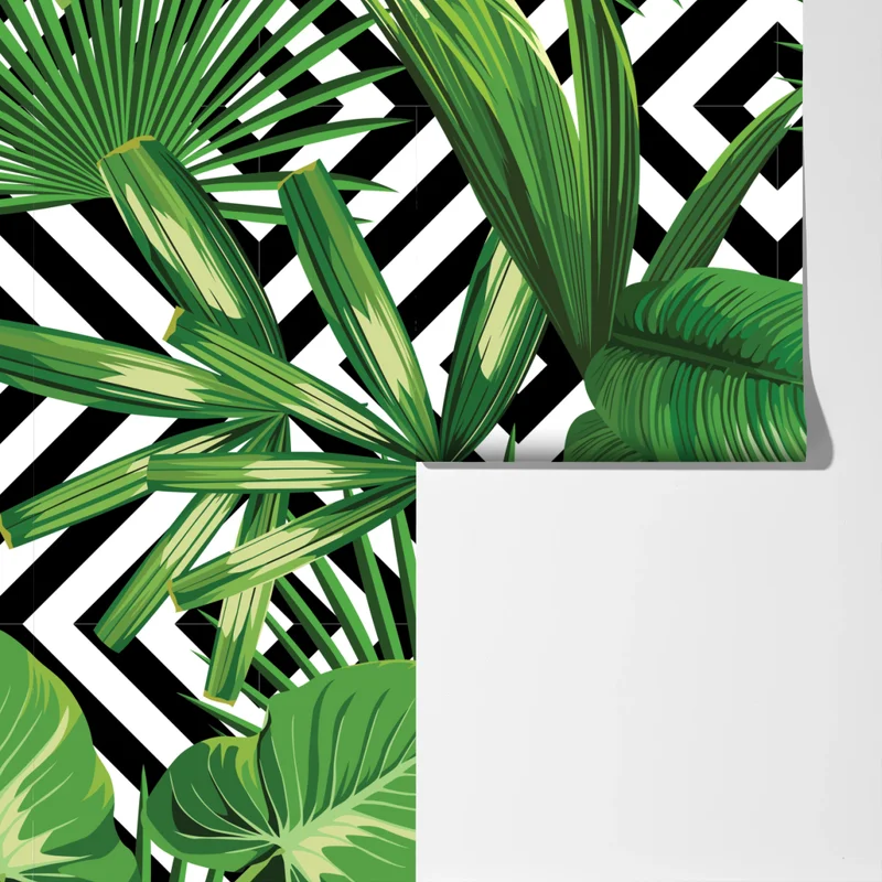 Fototapete tropische blätter mit geometrischem muster Fototapete tropische blätter mit geometrischem muster