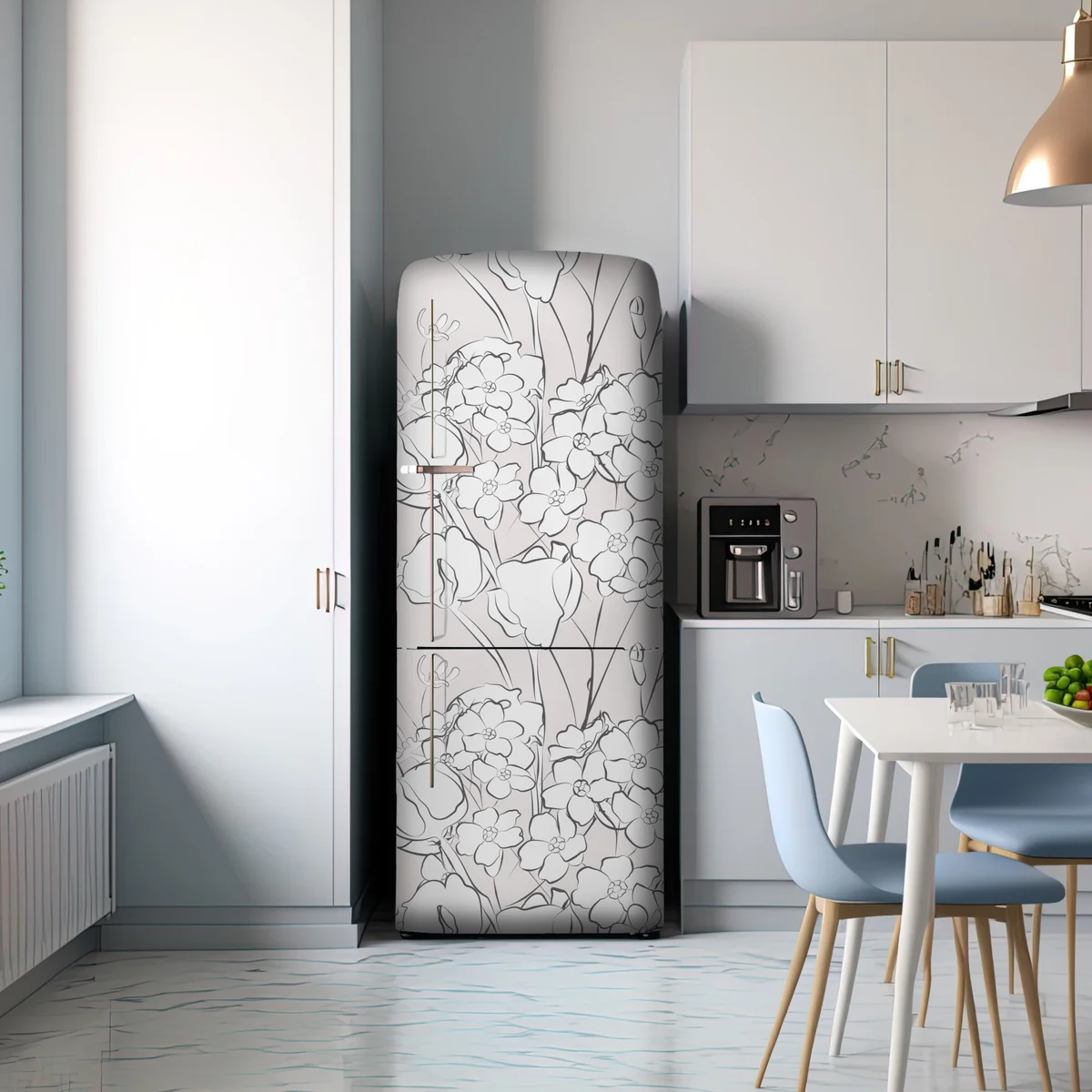 Kühlschrankaufkleber zartes pastellblumenmuster Kühlschrankaufkleber zartes pastellblumenmuster