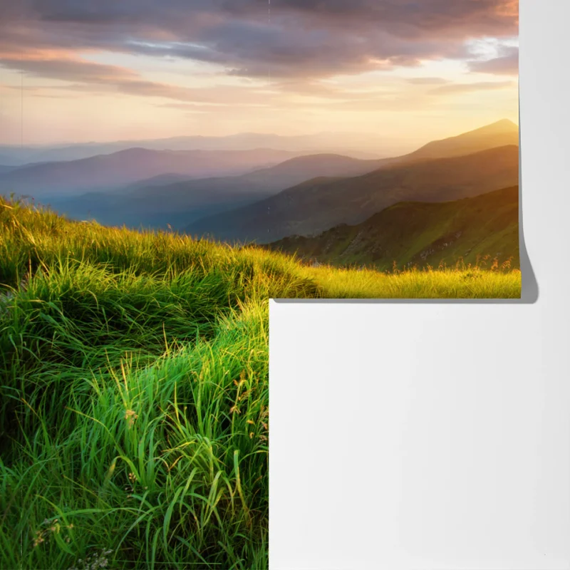 Fototapeta słoneczna górska łąka o wschodzie słońca Fototapeta słoneczna górska łąka o wschodzie słońca