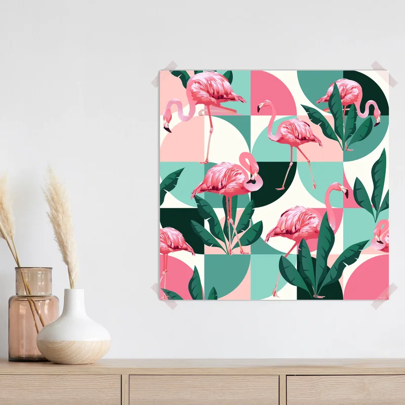Poster verspieltes rosa flamingo-muster Poster verspieltes rosa flamingo-muster