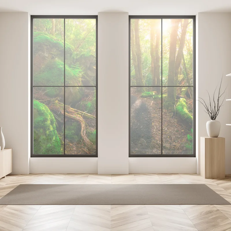 Fensteraufkleber sonniger pfad im regenwald der Tasman-Halbinsel, Tasmanien