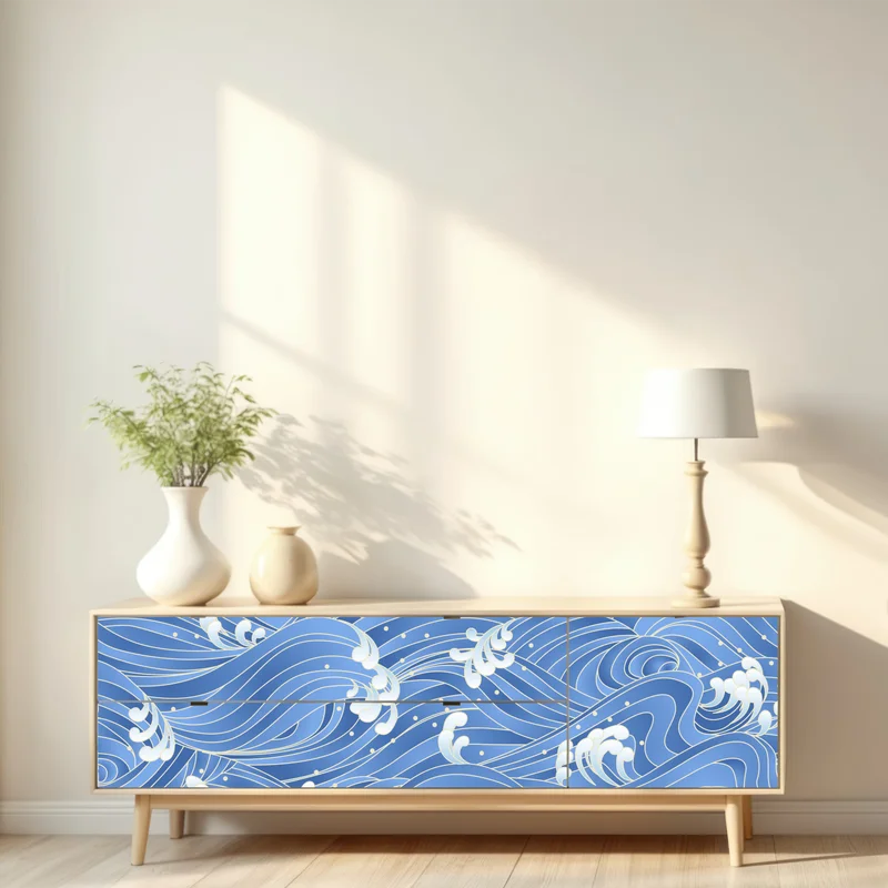 Repositionierbarer Aufkleber stilisiertes Japanisches wellenmuster