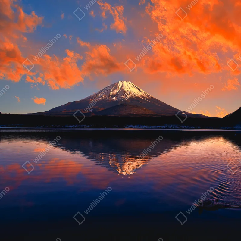 Poster friedlicher bergsonnenuntergang über dem see • Poster bei Wallnifity® Poster friedlicher bergsonnenuntergang über dem see • Poster bei Wallnifity®