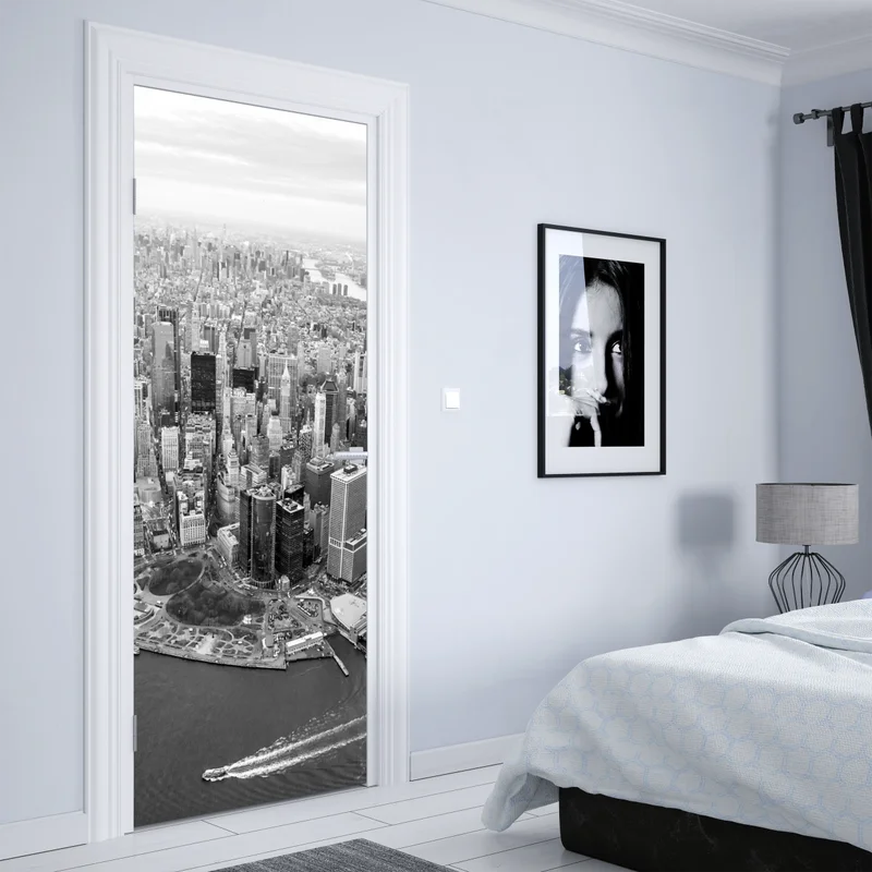 Türaufkleber Manhattan skyline aus der luft Türaufkleber Manhattan skyline aus der luft