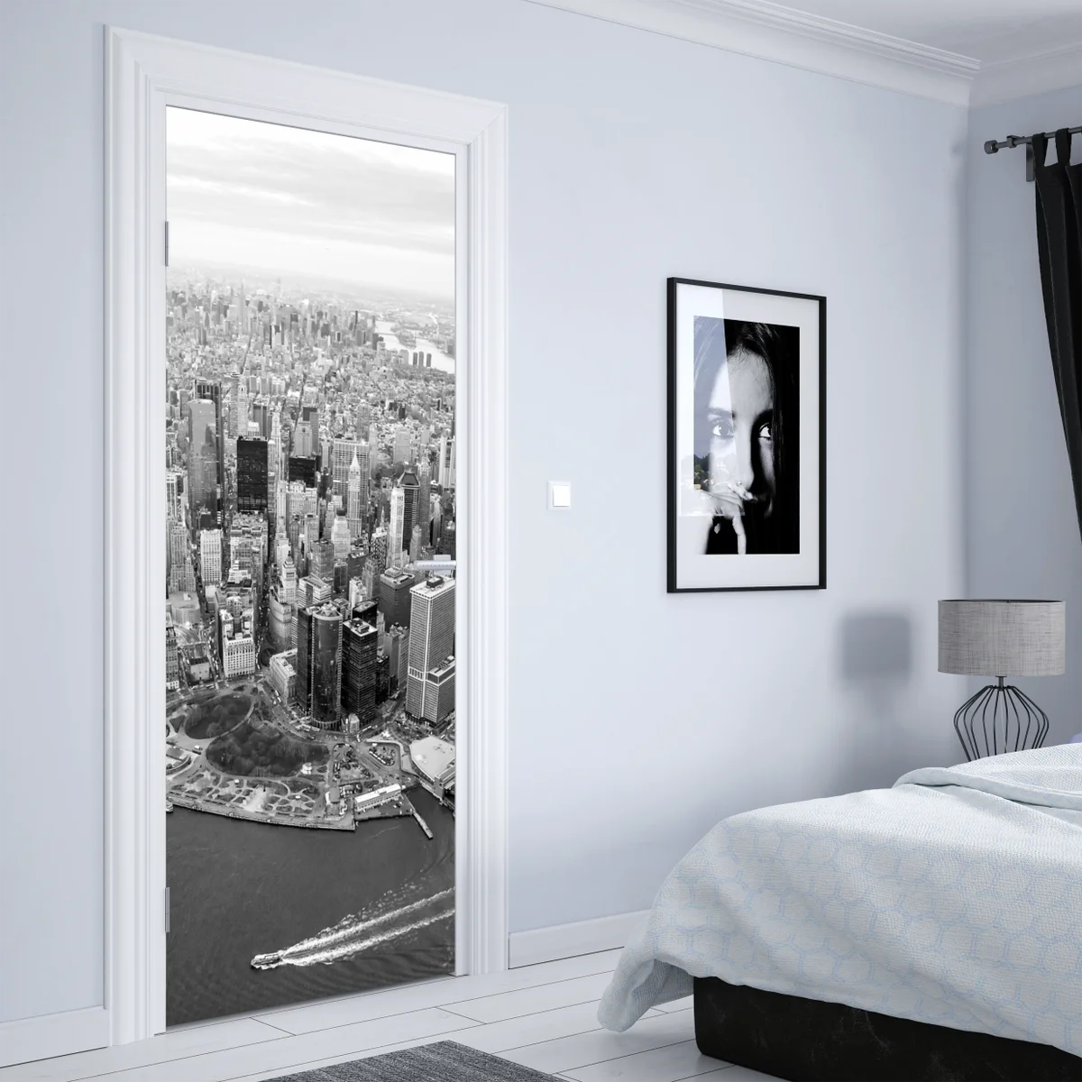 Türaufkleber Manhattan skyline aus der luft Türaufkleber Manhattan skyline aus der luft