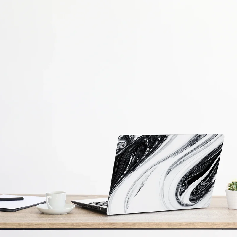 Naklejka na laptopa monochromatyczne marmurowe wiry