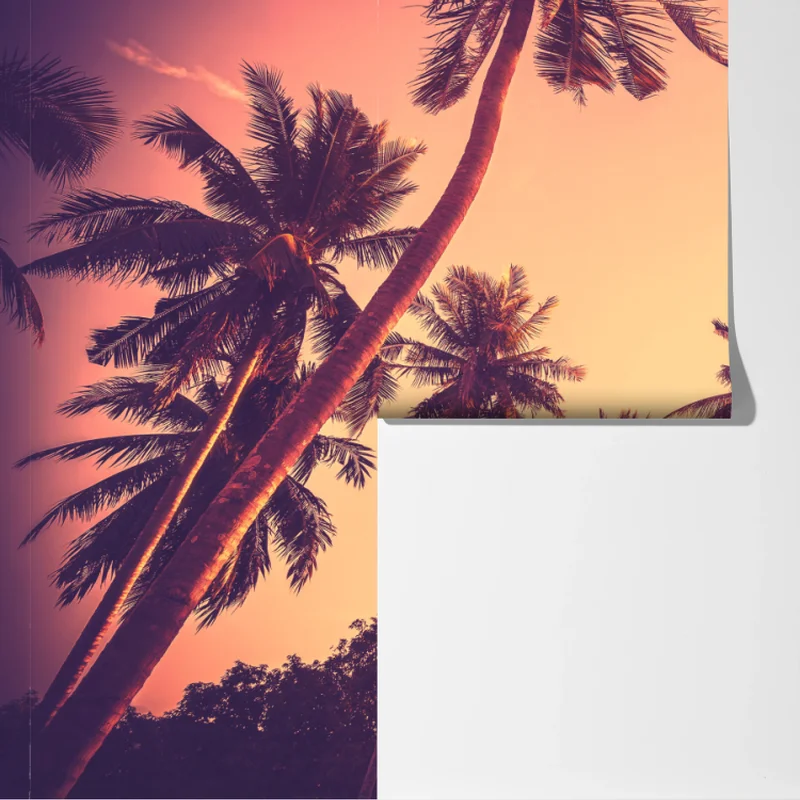 Fototapete vintage tropischer sonnenuntergang mit palmen Fototapete vintage tropischer sonnenuntergang mit palmen