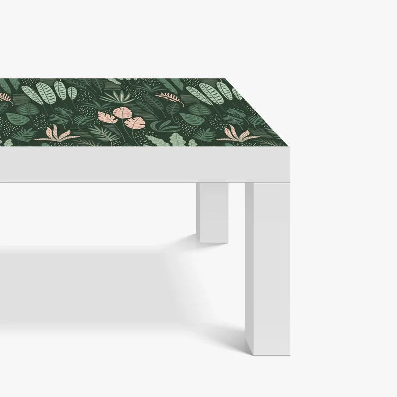 Tischaufkleber und Schreibtischaufkleber tropisches blättermuster in sanften grüntönen und rosa Tischaufkleber und Schreibtischaufkleber tropisches blättermuster in sanften grüntönen und rosa