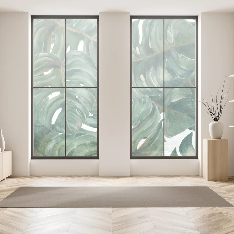 Fensteraufkleber monstera blätter in aquarell Fensteraufkleber monstera blätter in aquarell