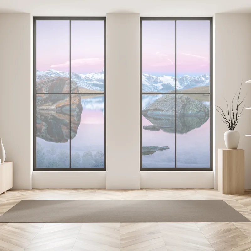 Fensteraufkleber sanfte alpine spiegelung bei dämmerung Fensteraufkleber sanfte alpine spiegelung bei dämmerung