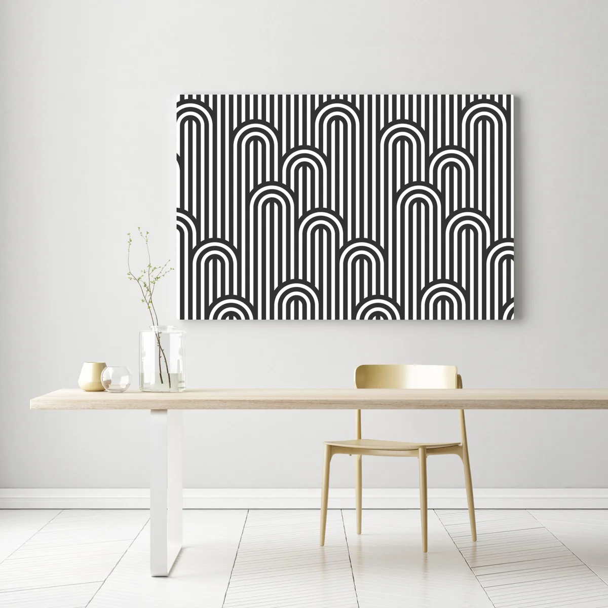 Leinwandbild schwarzweißes geometrisches streifenmuster Leinwandbild schwarzweißes geometrisches streifenmuster