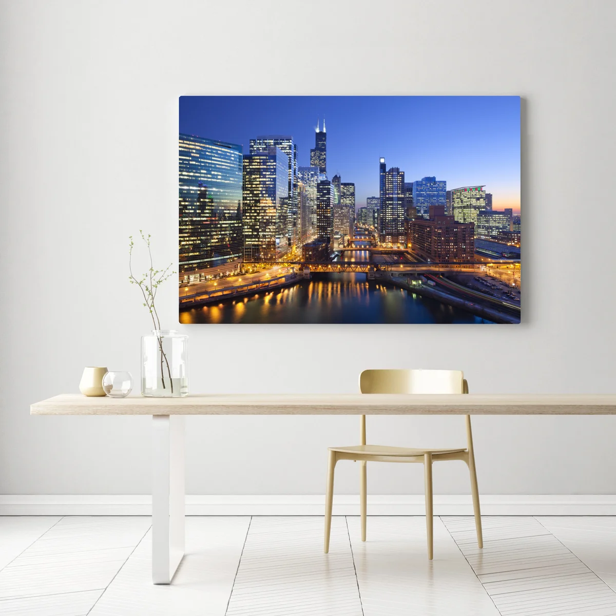 Leinwandbild Chicago skyline bei dämmerung Leinwandbild Chicago skyline bei dämmerung