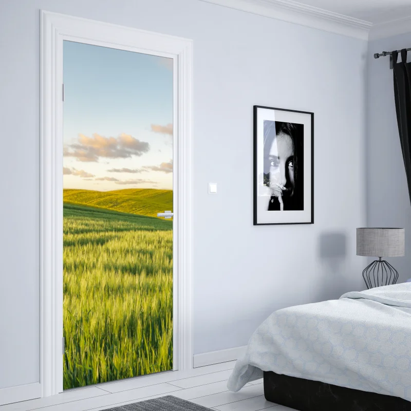 Türaufkleber ruhige grüne wiesen panorama