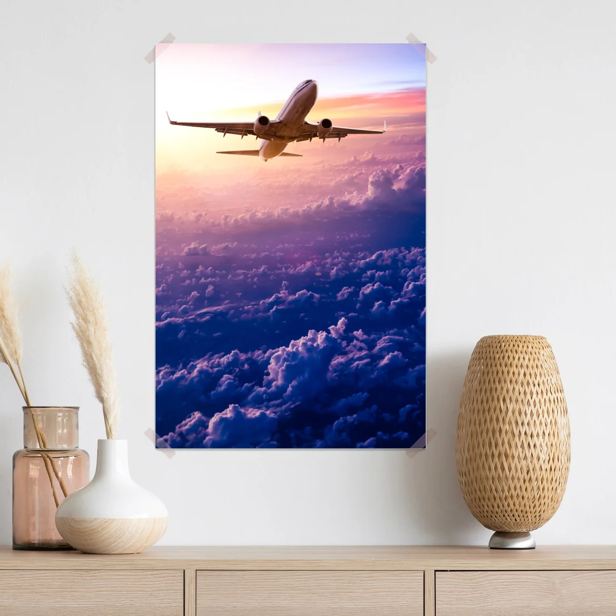 Poster flug bei sonnenaufgang über den wolken Poster flug bei sonnenaufgang über den wolken