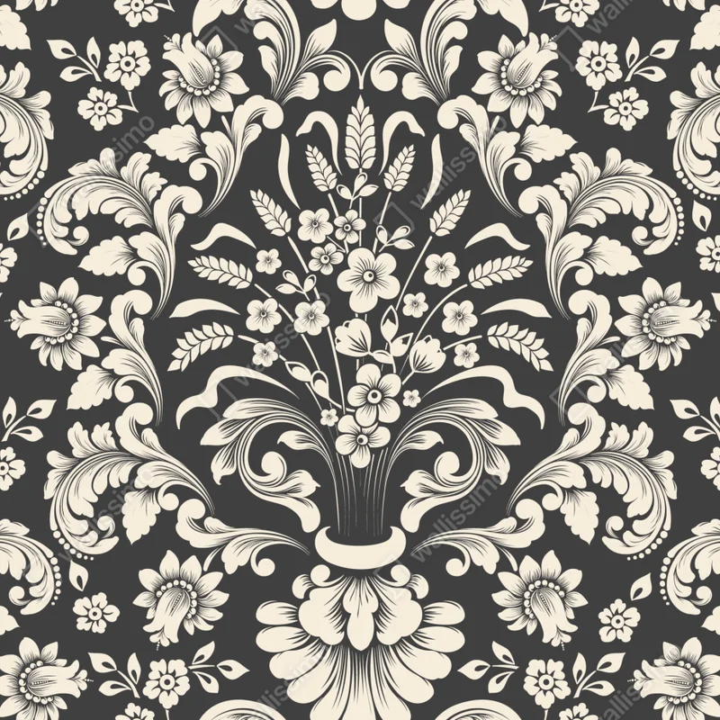 Kühlschrankaufkleber vintage blumiges damastmuster Kühlschrankaufkleber vintage blumiges damastmuster