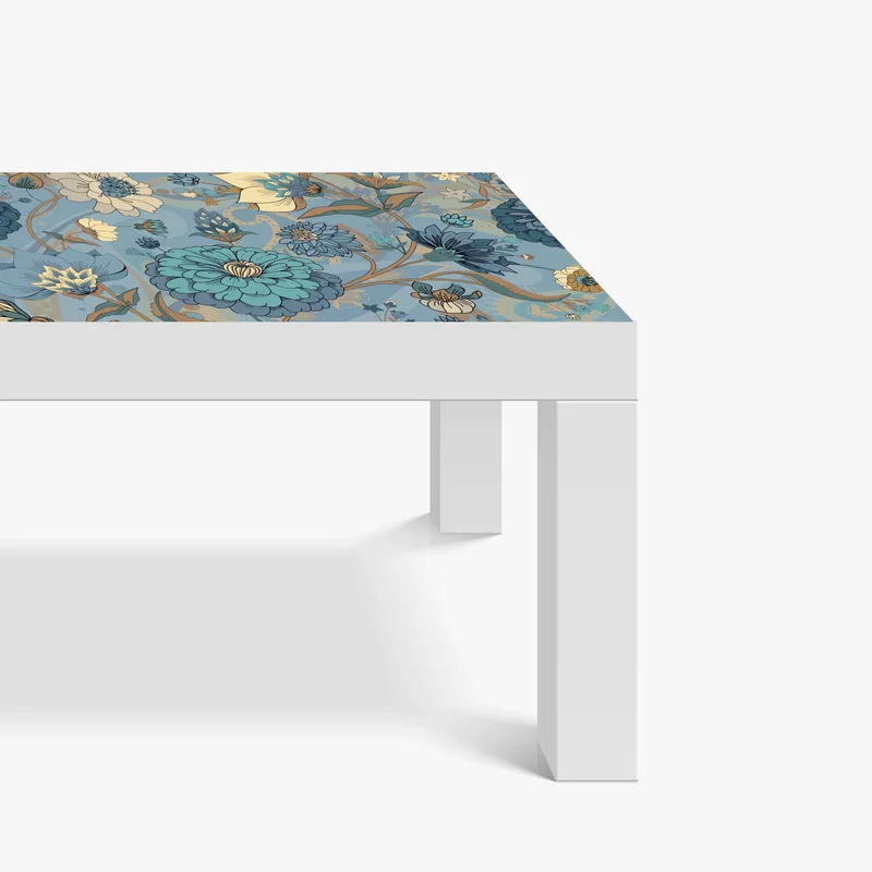 Tischaufkleber und Schreibtischaufkleber vintage-blumenmuster in gedämpften blau- und beigetönen Tischaufkleber und Schreibtischaufkleber vintage-blumenmuster in gedämpften blau- und beigetönen