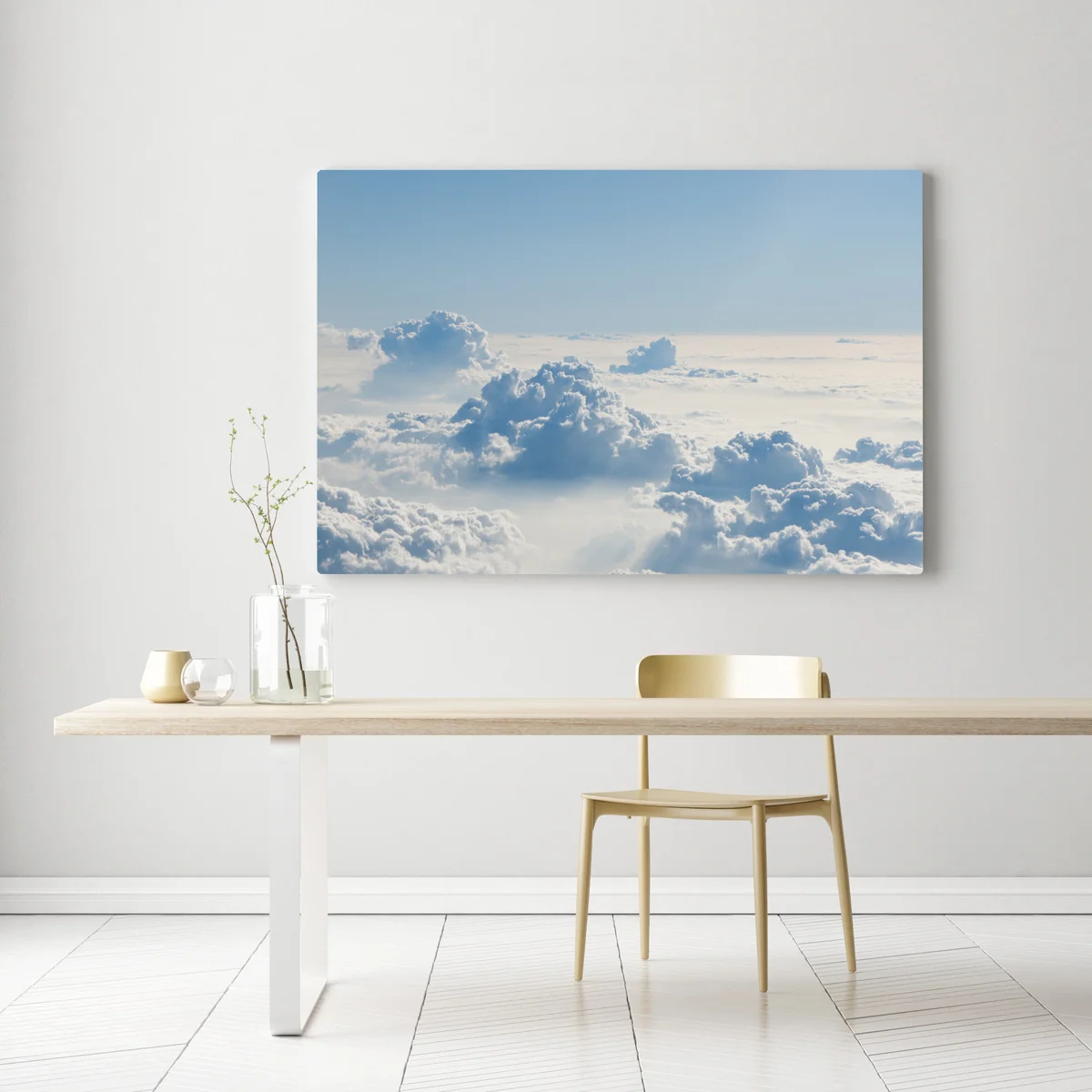 Leinwandbild luftige wolkenlandschaft im soften blau Leinwandbild luftige wolkenlandschaft im soften blau