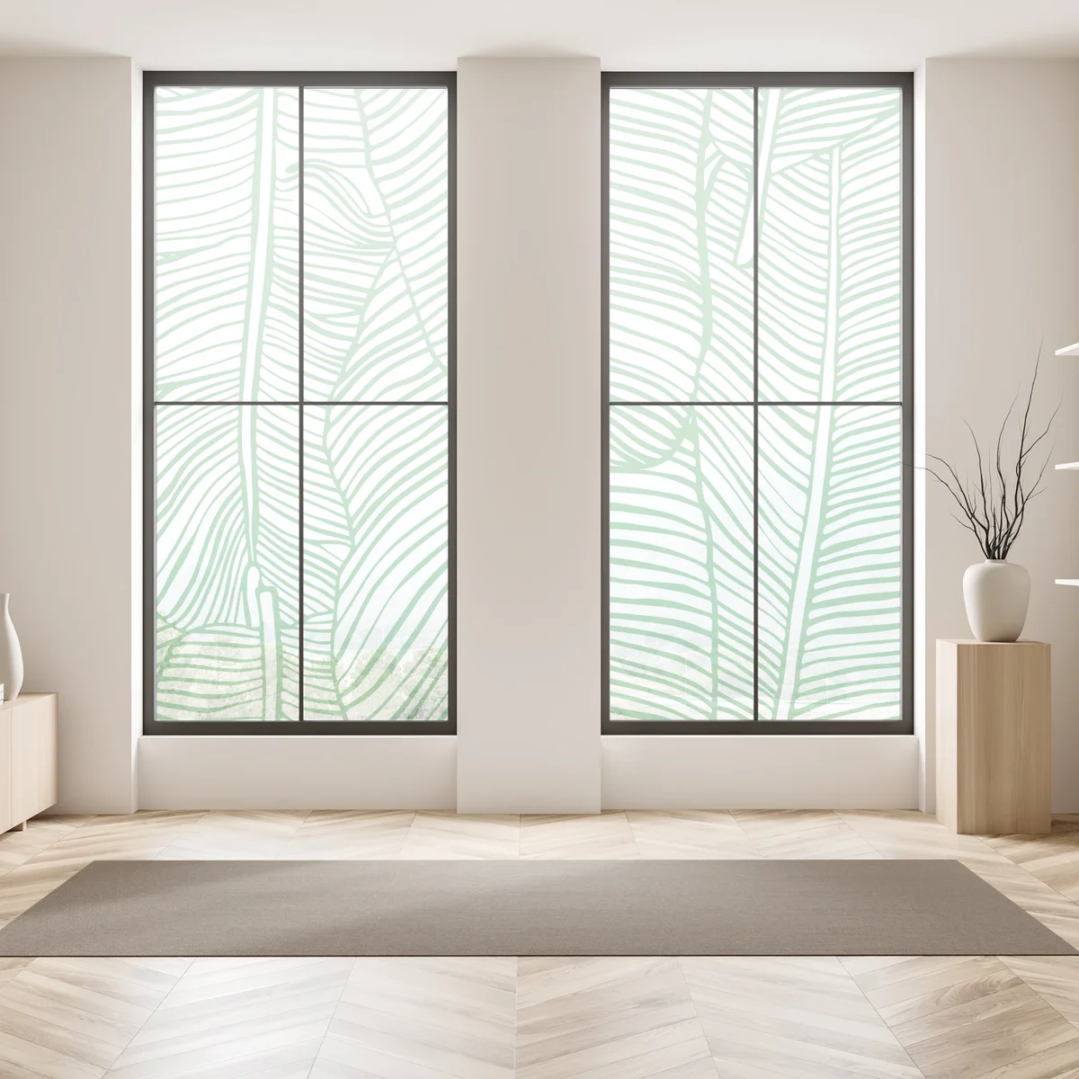 Fensteraufkleber mintfarbenes bananenblattmuster Fensteraufkleber mintfarbenes bananenblattmuster