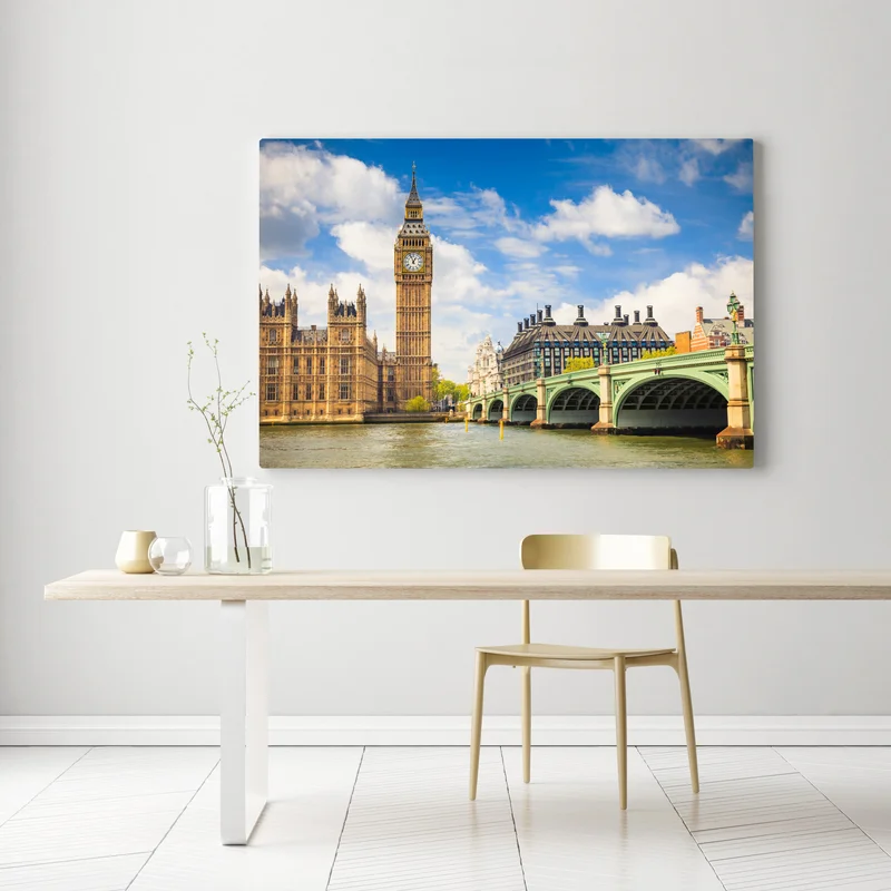 Leinwandbild London panorama mit uhrturm Big Ben und Westminster Bridge Leinwandbild London panorama mit uhrturm Big Ben und Westminster Bridge