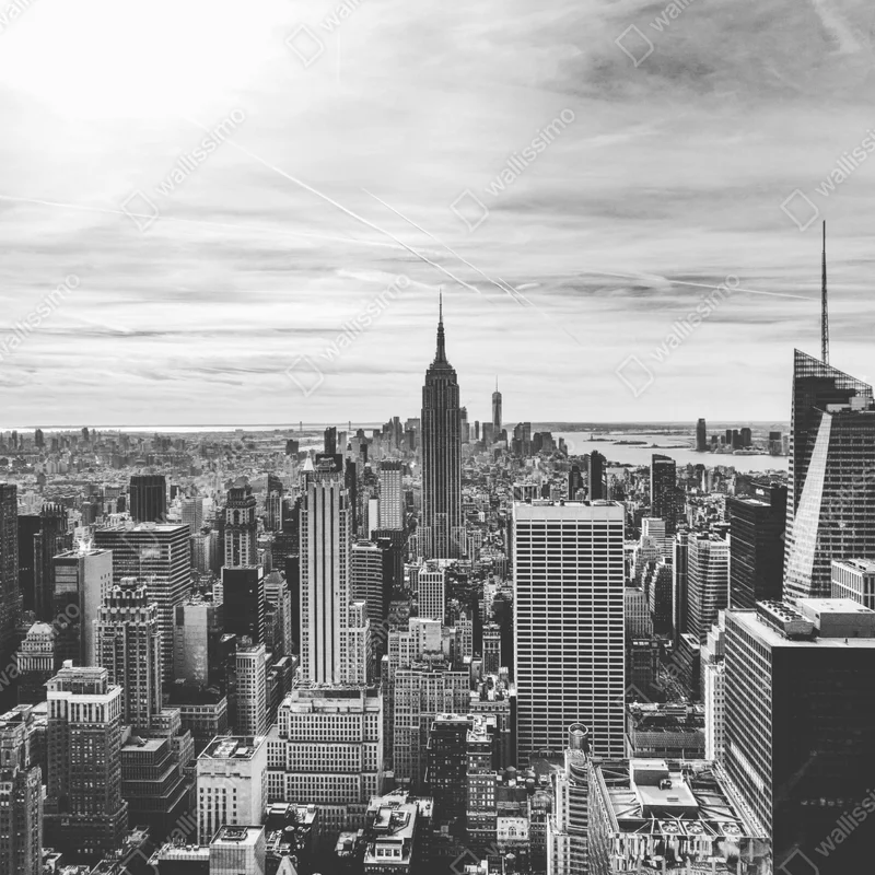 Kühlschrankaufkleber panorama von New York in graustufen Kühlschrankaufkleber panorama von New York in graustufen