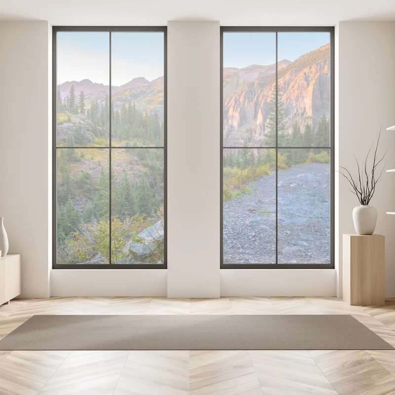 Fensteraufkleber alpiner wanderweg im sonnenuntergang