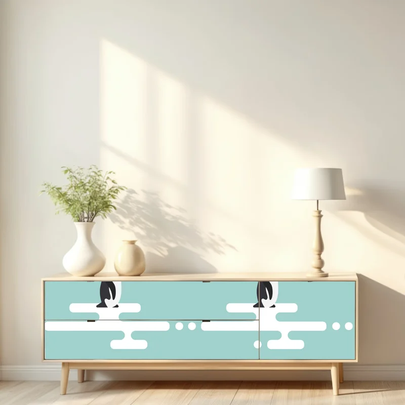 Repositionierbarer Aufkleber süßes pinguinmuster in pastell-türkis