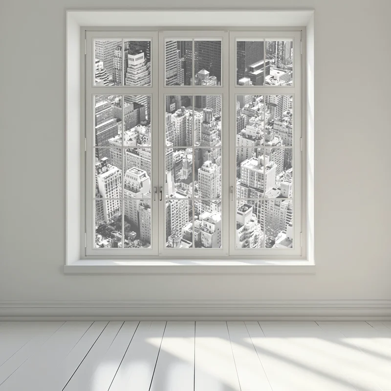 Naklejka na okno Manhattan widok z lotu ptaka w monochromie