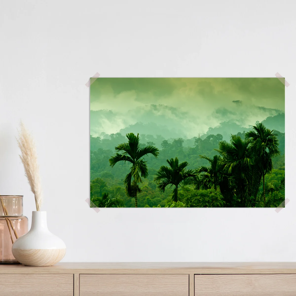 Poster neblige tropische dschungellandschaft Poster neblige tropische dschungellandschaft