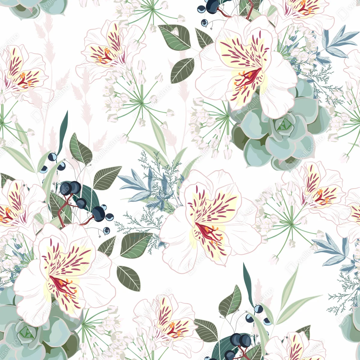 Schrankaufkleber zartes pastell blumenmuster Schrankaufkleber zartes pastell blumenmuster