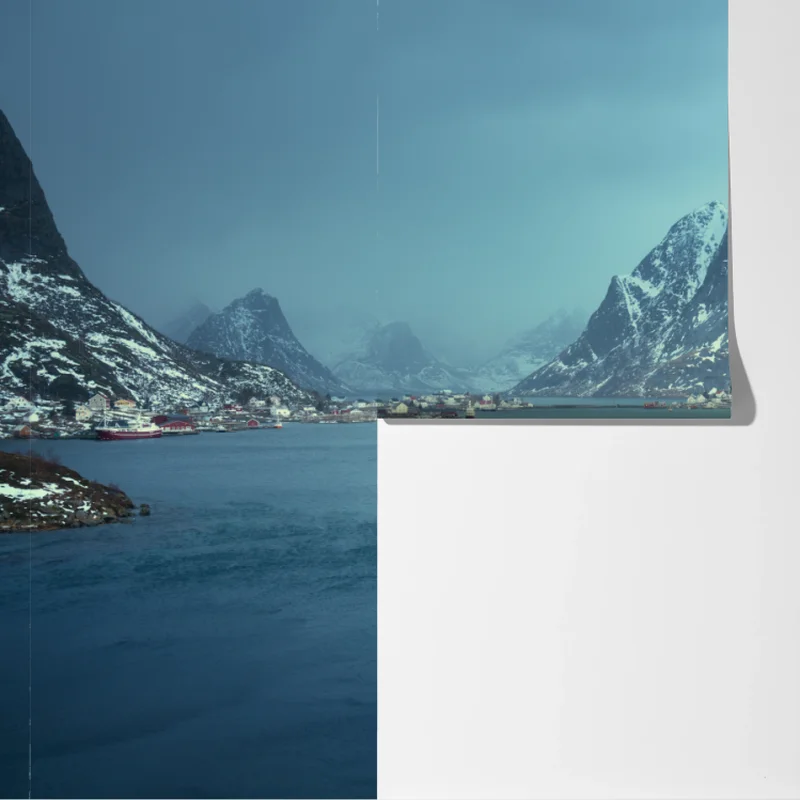 Fototapete Reine winterlicher fjord in den Lofoten Fototapete Reine winterlicher fjord in den Lofoten