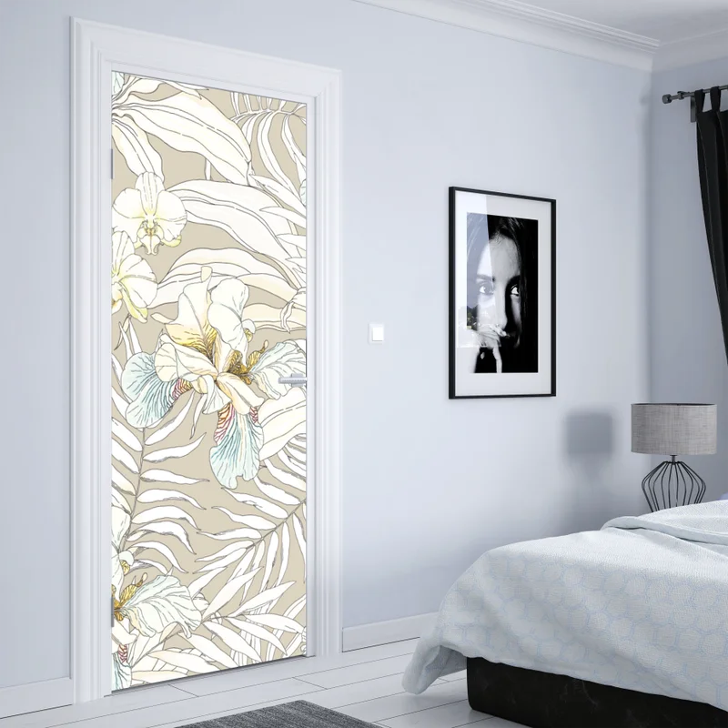 Türaufkleber tropisches kakadu-blumenmuster