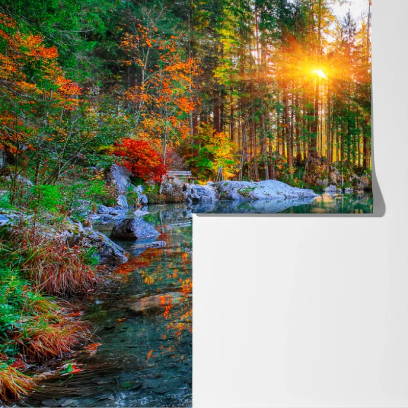 Fototapeta Hintersee jesienny wschód słońca nad turkusowym jeziorem Fototapeta Hintersee jesienny wschód słońca nad turkusowym jeziorem