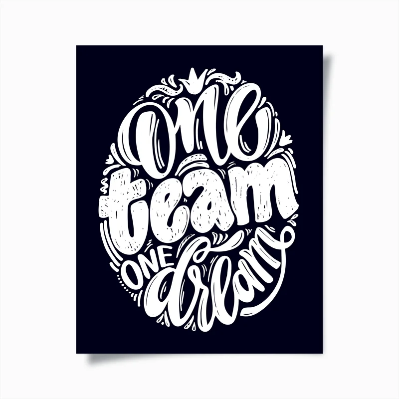 Poster one team one dream handlettering grafik • Poster bei Wallnifity® Poster one team one dream handlettering grafik • Poster bei Wallnifity®