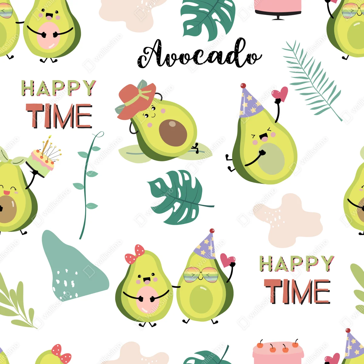 Repositionierbarer Aufkleber fröhliches avocado muster Repositionierbarer Aufkleber fröhliches avocado muster