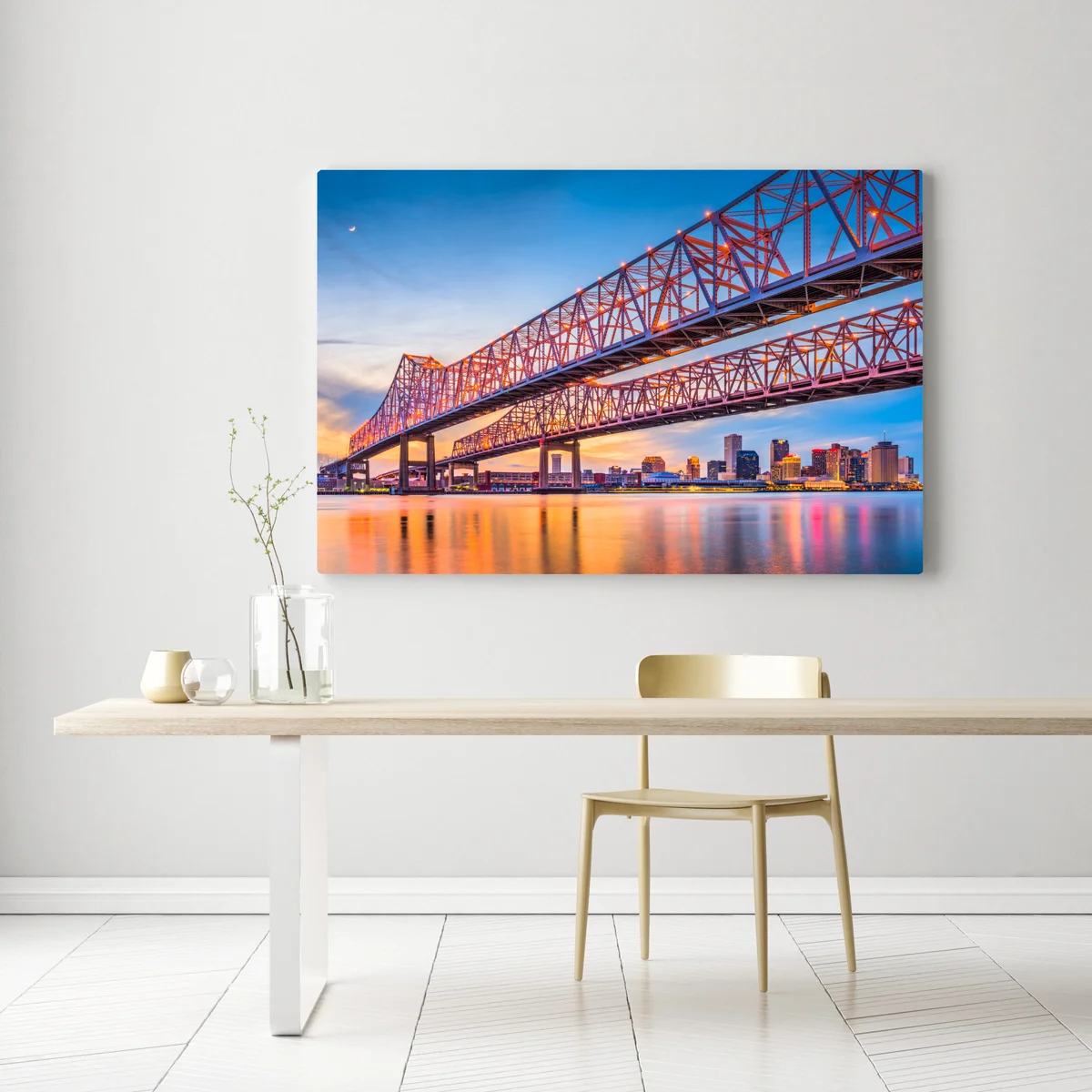 Leinwandbild Crescent City Connection brücke bei sonnenuntergang, New Orleans Leinwandbild Crescent City Connection brücke bei sonnenuntergang, New Orleans