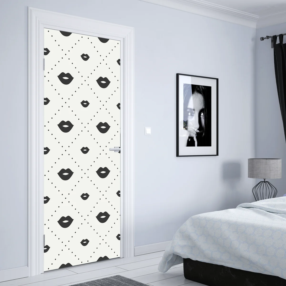 Türaufkleber minimalistisches monochromes lippenmuster Türaufkleber minimalistisches monochromes lippenmuster