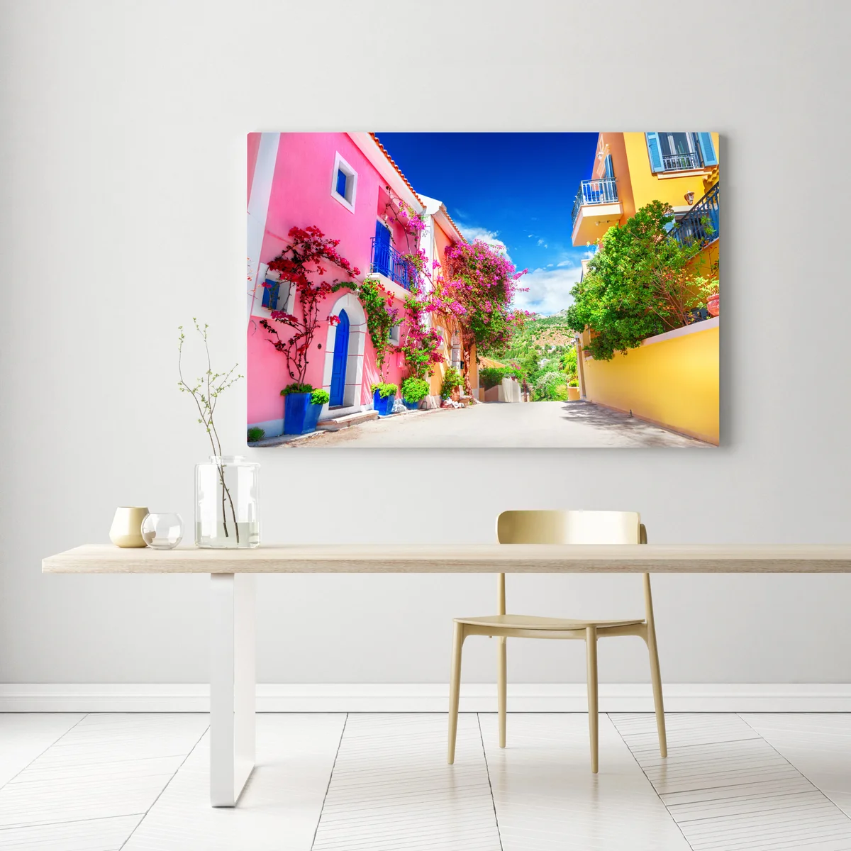 Leinwandbild bunte gasse auf Kefalonia Leinwandbild bunte gasse auf Kefalonia