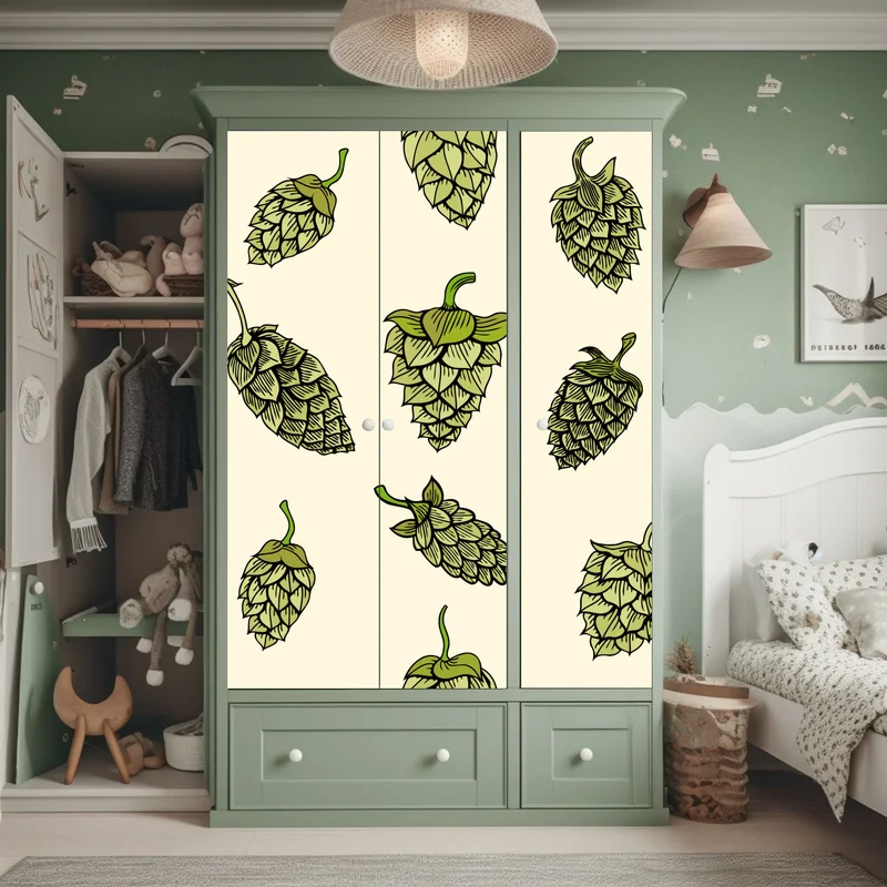 Schrankaufkleber handgezeichnetes hopfenmuster Schrankaufkleber handgezeichnetes hopfenmuster