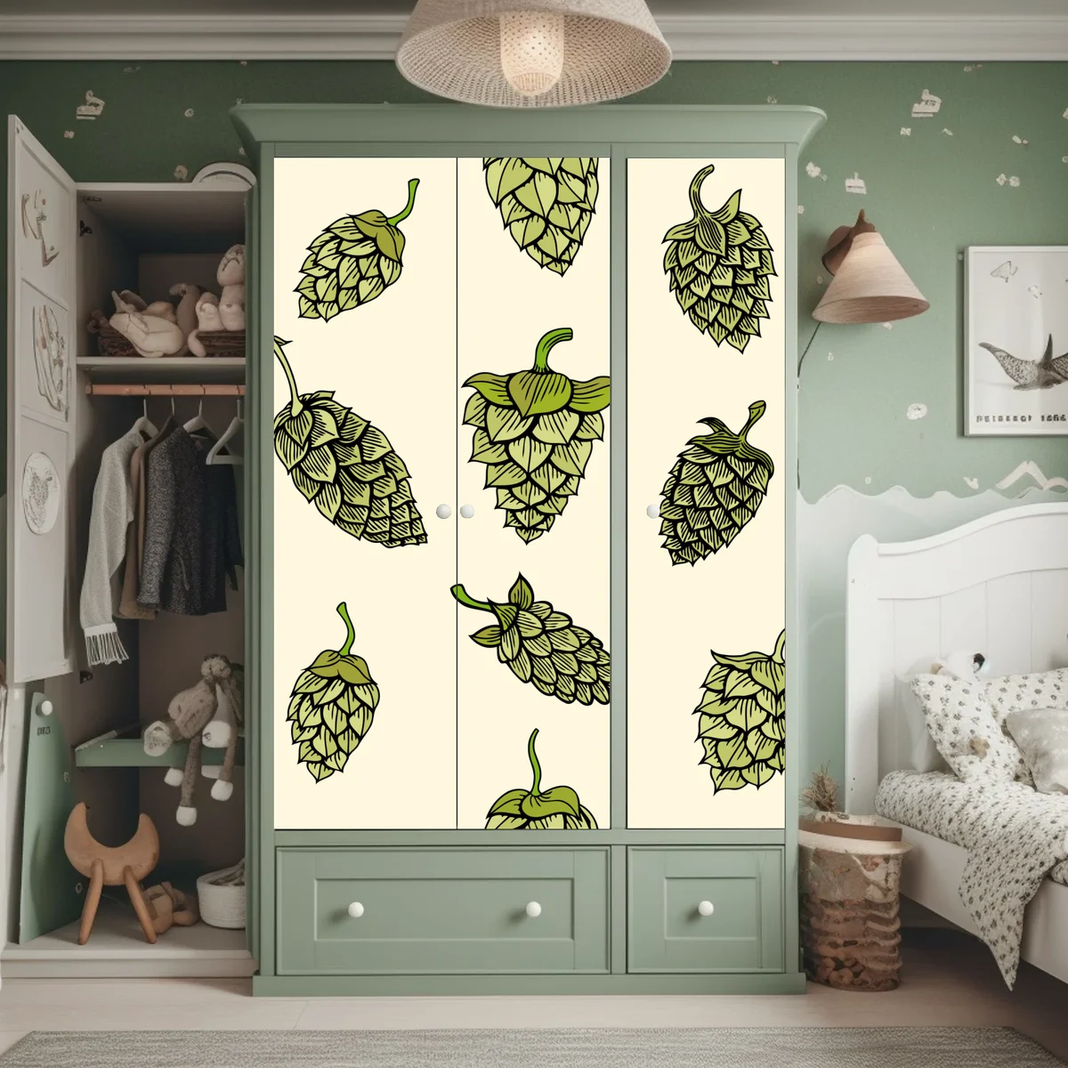 Schrankaufkleber handgezeichnetes hopfenmuster Schrankaufkleber handgezeichnetes hopfenmuster