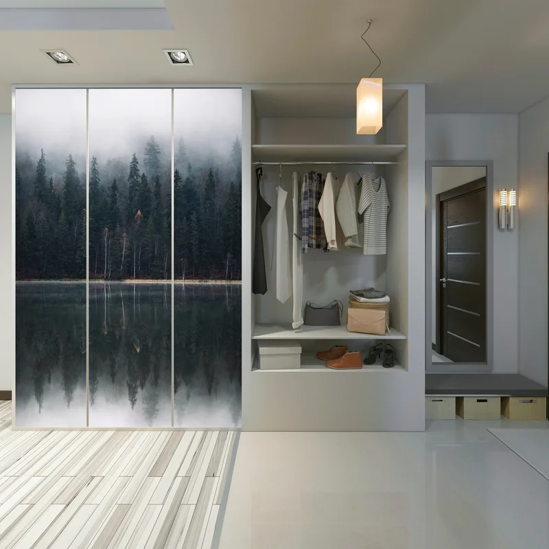 Schrankaufkleber neblige waldreflexion