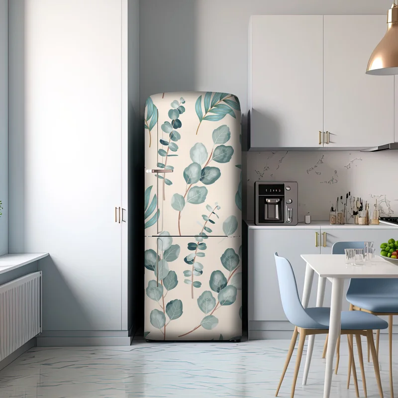 Kühlschrankaufkleber pastell eukalyptus blattmuster Kühlschrankaufkleber pastell eukalyptus blattmuster